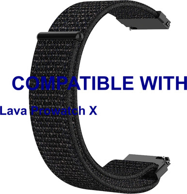ACM WSM3V20BK3849 Watch Strap Nylon Loop 20mm for Lava Prowatch X Smartwatch Black Smart Watch Strap(Black)