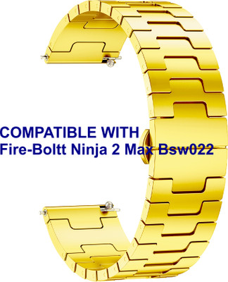 ACM WSM37Y20GL2443 Watch Strap Metal Steel 20mm for Fire-Boltt Ninja 2 Max Bsw022 Smartwatch Gold Smart Watch Strap(Gold)