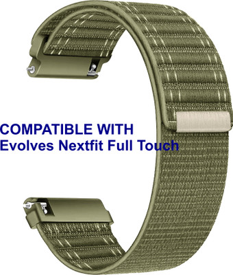 ACM WSM39A20KH1310 Watch Strap Nylon Soft 20mm for Evolves Nextfit Full Touch Smartwatch Khakhi Smart Watch Strap(Green)