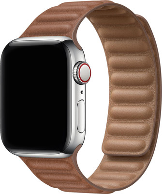 DailyObjects Brown Lightweight Poppy Leather Link Watchband/Straps Compatible With Apple Watchband 42 mm/44 mm/45 mm/49 mm | Premium Flexible Slim Fit, Sporty Adjustable Strap with Magnetic Closure Watchband For Apple Ultra iWatch Series SE 8 7 6 5 4 3 2 1 (Smartwatch Not Included) Smart Watch Strap
