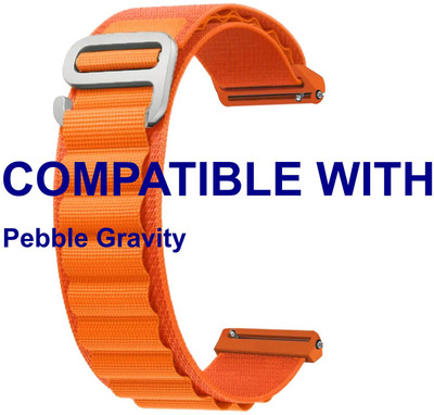 ACM WSM17E22OR3898 Watch Strap Nylon Hook Belt 22mm for Pebble Gravity Smartwatch Orange Smart Watch Strap(Orange)