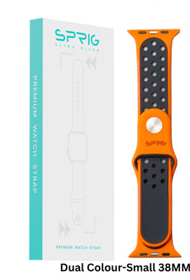 Sprig Liquid Silicon Dual Color Strap for iWatch Series 3 (Small 38MM) Smart Watch Strap(Black, Orange)