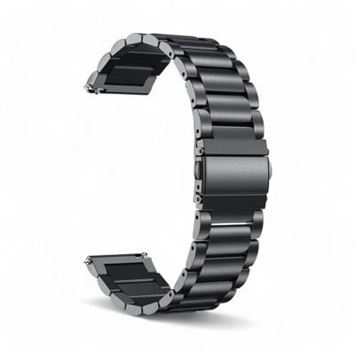 LORENZ 22 MM Black Stainless Steel Chain Smart Watch Strap(Black)