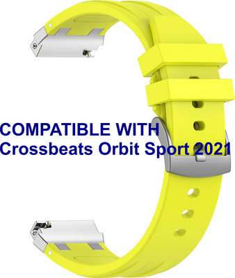 ACM WSM36X22LY1713 Watch Strap Metal Hook Silicone 22mm for Crossbeats Orbit Sport 2021 Smartwatch Lime Yellow Smart Watch Strap(Yellow)