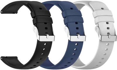 AOnes Pack of 3 Silicone Belt for Noise Noisefit Fuse Plus Smart Watch Strap(Black, Blue, Grey)