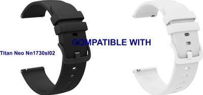 ACM WSM24L22BKWT4064 Pack of 2 Watch Strap Silicone Color Hook Belt 22mm for Titan Neo Nn1730sl02 (Black/White) Smart Band Strap(Mullti Color)