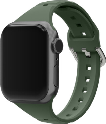 DailyObjects Ribbed Silicone Apple Wrist Band (42/44/45/49mm) Smart Watch Strap(Green)