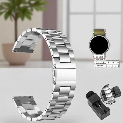 BinkSon Replacement Strap Compatible With FIRE-BOLT Talk Bsw004 &AMAZEFIT Bip5 & NOISE Caliber & BOAT Flash And Other Smartwatch With 22mm Buckle Size (LIST IN PHOTO)[Watch Not Included] Smart Watch Strap(Silver)