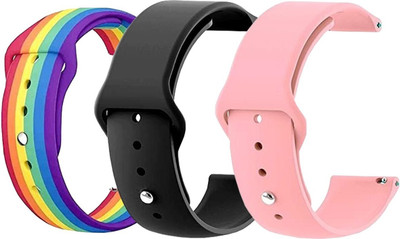 BLACK LOVIES 20 MM Smartwatch straps Pack of 3 Smart Watch Strap(Black, Pink, Mullti Color)