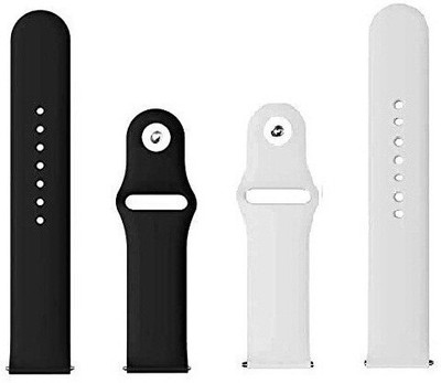 BLACK LOVIES 20 MM Soft Silicon Smartwatch Strap Compatible With BO_AT Wave Pro 47. Smart Watch Strap(Black, White)