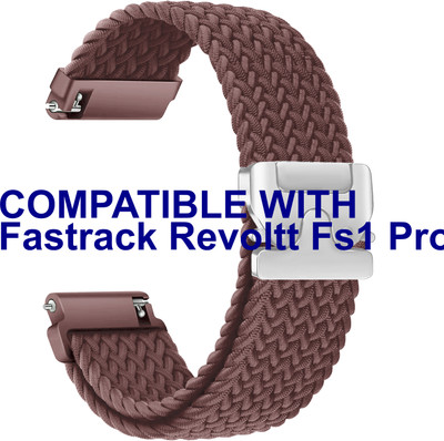 ACM Watch Strap Woven Braided Clipper for Fastrack Revoltt Fs1 Pro Smartwatch Brown Smart Watch Strap(Brown)