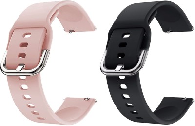 PUNAK 22 MM Soft Silicon Smartwatch Band Straps Pack of 2 Smart Watch Strap(Pink, Black)