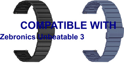 ACM WSM20H22BKGY3783 Pack of 2 Watch Strap Adjustable Steel 22mm for Zebronics Unbeatable 3 Smartwatch (Black/Grey) Smart Watch Strap(Mullti Color)