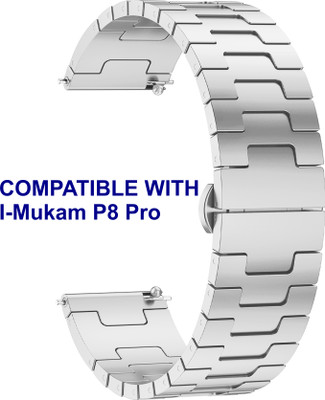 ACM WSM37Y20SL1322 Watch Strap Metal Steel 20mm for I-Mukam P8 Pro Smartwatch Silver Smart Watch Strap(Silver)