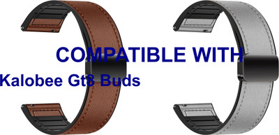 ACM WSM28P22BRGY3906 Pack of 2 Watch Strap Leather Magnetic Silicone Belt 22mm for Kalobee Gt8 Buds Smartwatch (Brown/Grey) Smart Watch Strap(Mullti Color)