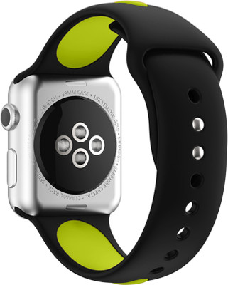DailyObjects Black-Lime Lightweight Two Tone Silicone Smartwatch Band/Straps Compatible With Apple Watchband 42 mm/44 mm/45 mm/49 mm | Stylish & Flexible Slim Fit, Sporty Adjustable Strap For Apple Ultra iWatch Series SE 8 7 6 5 4 3 2 1 (Watch Not Included) Smart Watch Strap(Black)