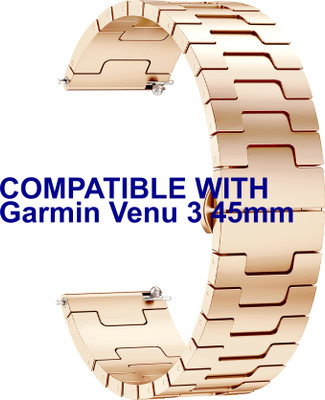 ACM Watch Strap Metal Steel for Garmin Venu 3 45mm Smartwatch Rose Gold Smart Watch Strap(Gold)