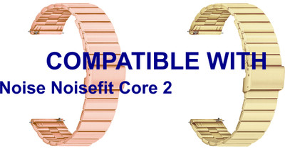 ACM WSM20H22RSGGL2796 Pack of 2 Watch Strap Adjustable Steel 22mm for Noise Noisefit Core 2 Smartwatch (Rose Gold Pink/Champagne Gold) Smart Watch Strap(Mullti Color)