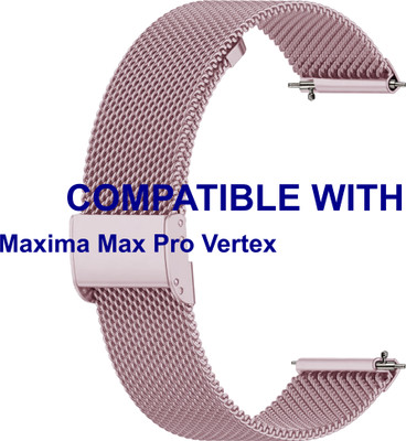 ACM WSM21I22RPK5035 Watch Strap Adjustable Metal Belt 22mm for Maxima Max Pro Vertex Smartwatch Rose Pink Smart Watch Strap(Pink)
