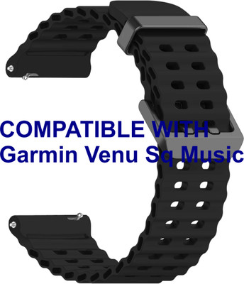 ACM WSM40B20BK1078 Watch Strap Silicone Sports 20mm for Garmin Venu Sq Music Smartwatch Black Smart Watch Strap(Black)
