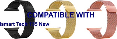 ACM WSM4M40BKGLRSG1059N3 Pack of 3 Sliding 44mm 49mm Watch Strap Magnetic for Ismart Tech T55 New Smartwatch Black/Champagne Gold/Rose Gold Pink Smart Watch Strap(Mullti Color)
