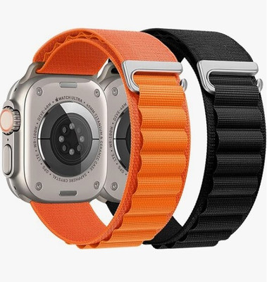 bagsio Alpine Loop Nylon Bands/Straps for iWatch Ultra Series SE 8 7 6 5 4 3 2 1 Smart Watch Strap(Orange)