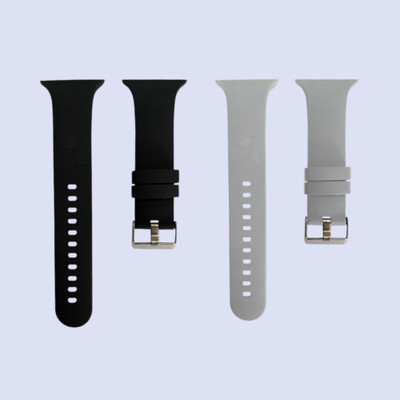 BinkSon Premium Silicon Watch Strap for iWatch Band 49mm 45mm 44mm 42mm Premium Silicone Replacement Strap Compatible with iWatch Ultra Series 9 8 7 6 5 4 3 2 1 SE [Watch NOT Included] Smart Watch Strap(Black, Grey)