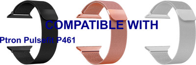 ACM WSM4M40BKRSGSL1151N1 Pack of 3 Sliding 44mm 49mm Watch Strap Magnetic for |Ptron| Pulsefit P461 Smartwatch Black/Rose Gold Pink/Silver Smart Watch Strap(Mullti Color)