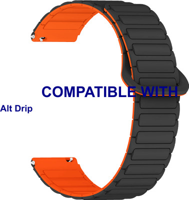 ACM WSM34V22BO3836 Watch Strap Magnetic Silicone 22mm for Alt Drip Smartwatch Black with Orange Smart Watch Strap(Mullti Color)