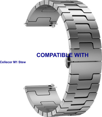 ACM WSM37Y22GY3891 Watch Strap Metal Steel Belt 22mm for |Cellecor| M1 Stew Smartwatch Grey Smart Watch Strap(Grey)