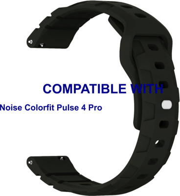 ACM WSM30R22BK3871 Watch Strap Silicone Belt 22mm for Noise Colorfit Pulse 4 Pro Smartwatch Black Smart Watch Strap(Black)