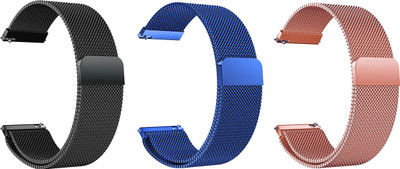 ACM Pack of 3 Watch Strap Magnetic for Pebble 2 Smartwatch (Black/Blue/Rose Gold) Smart Watch Strap(Mullti Color)