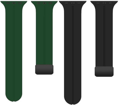 Upthrust Flexi Snap Black Panther & Combat Green 42/44/45/49mm (Pack of 2) Smart Watch Strap(Black, Green)