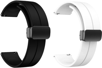 BLACK LOVIES 20MM Soft Silicon Magnetic Buckle Smart Watch Smart Watch Strap(Black, White)