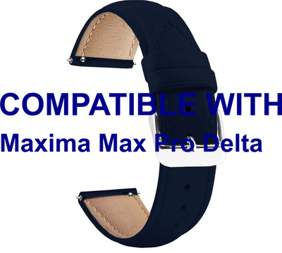 ACM WSM14B22BL3913 Watch Strap Leather Belt 22mm for Maxima Max Pro Delta Smartwatch Blue Smart Watch Strap(Blue)