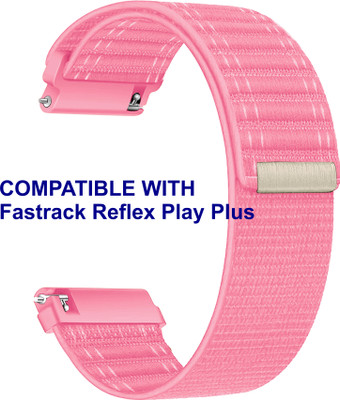 ACM WSM39A20PK2852 Watch Strap Nylon Soft 20mm for Fastrack Reflex Play Plus Smartwatch Pink Smart Watch Strap(Pink)
