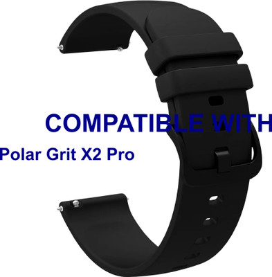 ACM WSM25M22BK5038 Watch Strap Silicone Hook Belt 22mm for Polar Grit X2 Pro Smartwatch Black Smart Watch Strap(Black)