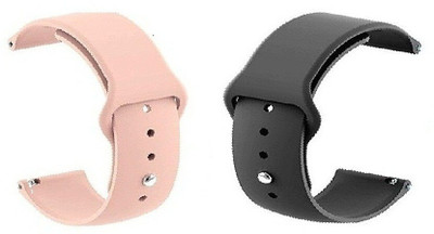 BLACK LOVIES 20 mm Soft Silicon Smartwatch Strap Compatible With Beast Pro BSW016 Smart Watch Strap(Black, Pink)