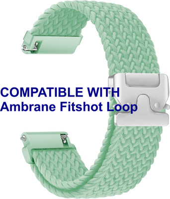 ACM WSM38Z22GR2639 Watch Strap Woven Braided Clipper 22mm for Ambrane Fitshot Loop Smartwatch Green Smart Watch Strap(Green)