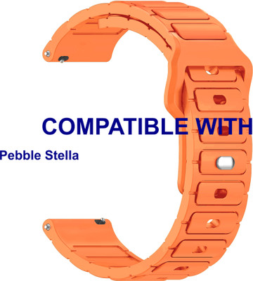 ACM WSM32T22OR3900 Watch Strap Silicone Belt Button 22mm for Pebble Stella Smartwatch Orange Smart Watch Strap(Orange)