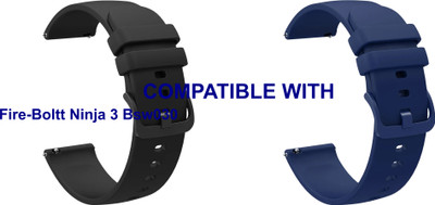 ACM WSM24L20BKBL2655 Pack of 2 Watch Strap Silicone Color Hook 20mm for Fire-Boltt Ninja 3 Bsw030 Smartwatch (Black/Blue) Smart Watch Strap(Mullti Color)