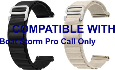ACM WSM17E22BKWT2802 Pack of 2 Watch Strap Nylon Hook 22mm for Boat Storm Pro Call Only Smartwatch (Black/White) Smart Watch Strap(Mullti Color)