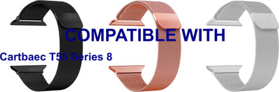 ACM WSM4M40BKRSGSL1077N1 Pack of 3 Sliding 44mm 49mm Watch Strap Magnetic for Cartbaec T55 Series 8 Smartwatch Black/Rose Gold Pink/Silver Smart Watch Strap(Mullti Color)