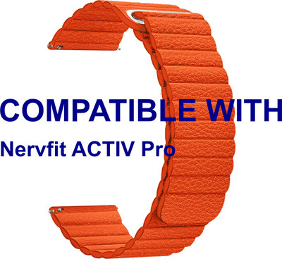 ACM WSM10L22OR3919 Leather Watch Strap Belt 22mm for Nervfit ACTIV Pro Smartwatch Orange Smart Watch Strap(Orange)