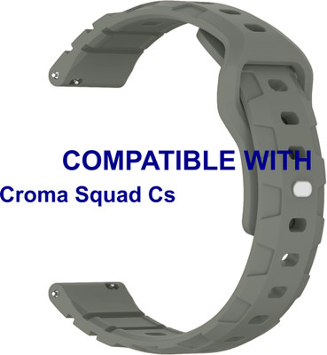 ACM WSM30R22GY3912 Watch Strap Silicone Belt 22mm for |Croma Squad Cs Smartwatch Grey Smart Watch Strap(Grey)