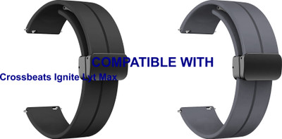 ACM WSM19G22BKGY3035 Pack of 2 Watch Strap Magnetic Clasp 22mm for |Crossbeats Ignite Lyt Max Smartwatch (Black/Grey) Smart Watch Strap(Mullti Color)