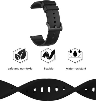 Chalo Kharido Classic Soft Silicone Original 22mm Smartwatch Strap for 22MM Smart Watch Strap (CHECK MODEL LIST IN DESCRIPTION ) Smart Watch Belt Smart Watch Strap(Black)