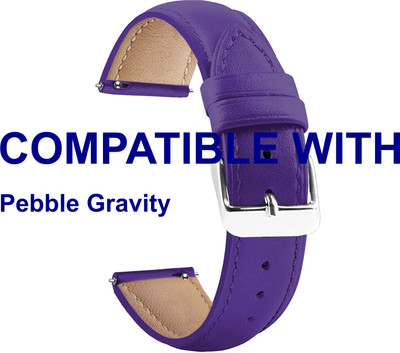 ACM WSM14B22PU3898 Watch Strap Leather Belt 22mm for New Pebble Gravity Smartwatch Purple Smart Watch Strap(Purple)