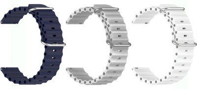AOnes Pack of 3 Ocean Silicone Watch Bands for Punnkfunnk Lumina Smart Watch Strap(Blue, Grey, White)