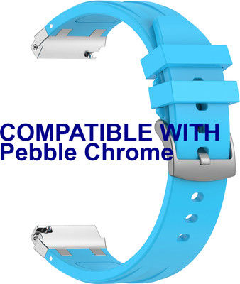 ACM WSM36X22BL3485 Watch Strap Metal Hook Silicone 22mm for Pebble Chrome Smartwatch Belt Blue Smart Watch Strap(Blue)